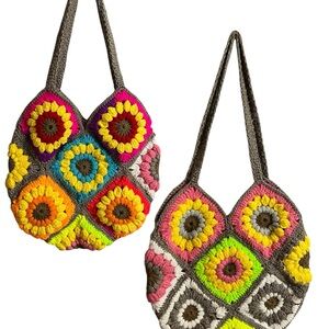 Colorful Crochet Tote Bag